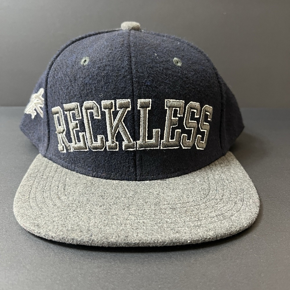 Young & Reckless Y&R Snapback Hat Cap Wool Feel Skate Skateboard Blue Gray Y2K